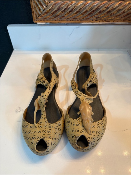 Melissa Shoes - Rare Melissa Tan Patterned Slingback Peep-Toe Sandals LoveFoxxx